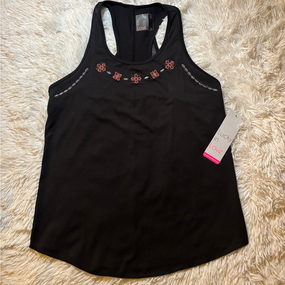 Lucky in Love black tennis/ pickleball tank top size XS